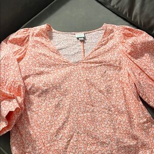 a new day Peach Floral V-Neck Blouse